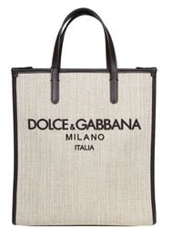 Dolce & Gabbana - Small Shopping Bag In Structured Canvas - Lyst