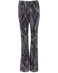Etro Mid Rise Paisley Printed Trousers in Green | Lyst
