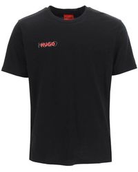 HUGO Logo Printed Crewneck T-shirt - Black
