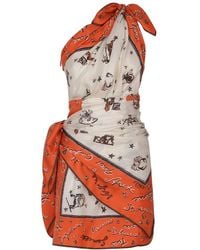 Fendi - Printed One-shoulder Silk Dress - Lyst