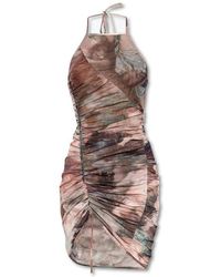 Balmain - Abstract Pattern Halterneck Dress - Lyst