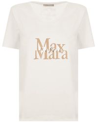 Max Mara Logo Printed Crewneck T-shirt - White