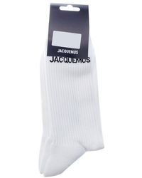Jacquemus Logo Intarsia Knit Stretched Socks - White