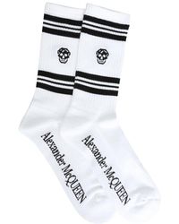 Alexander McQueen Logo Skull Crew Socks - White