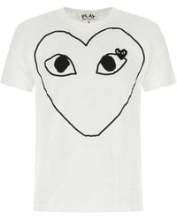 COMME DES GARÇONS PLAY - T102 Black Heart Outline T-shirt White In 1 - Lyst