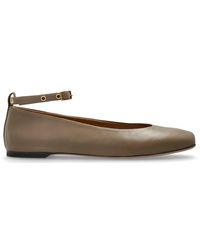 Emporio Armani - Square Toe Buckle Detailed Ballet Flats - Lyst