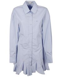 Stella McCartney - Ruffled Mini Shirt Dress - Lyst