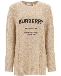 Burberry Logo Print Knit Sweater - Brown