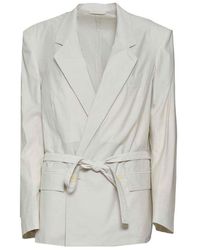 Lemaire - Double-breasted Belted Tailored Blazer - Lyst