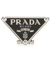 Prada Triangle Logo-plaque Earring - White