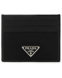 Prada - Logo Plaque Slit Detailed Card Holder - Lyst