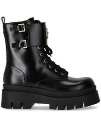 Elisabetta Franchi - Logo Plaque Combat Boots - Lyst