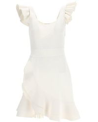 Alexander McQueen Ruffled Cut-out Detail Mini Dress - White