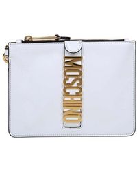 Moschino Lettering Logo Clutch Bag - White