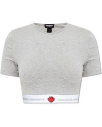 DSquared² - Cropped T-Shirt With Logo - Lyst