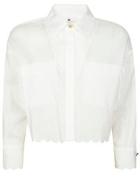 Elisabetta Franchi - Embroidered Scallop Voile Shirt - Lyst