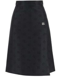 Dolce & Gabbana - Dg Logo Quilted Jacquard Midi Skirt - Lyst