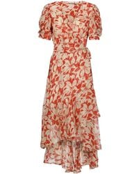 Polo Ralph Lauren - Floral Printed Short-sleeved Midi Dress - Lyst