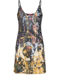 DIESEL - Destroyed Jersey Mini Dress - Lyst