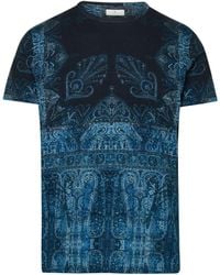 Etro Blue Paisley Print Cotton T-shirt