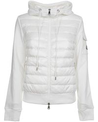 Moncler Quilted Panel Hooded Jacket - White