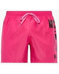 Moschino Logo Printed Drawstring Swim Shorts - Pink