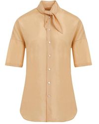 Lemaire - Pussy-bow Short-sleeved Top - Lyst