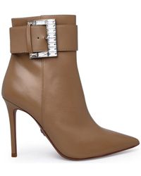 MICHAEL Michael Kors Giselle Embellished Buckle Ankle Boots - Natural