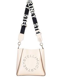 Stella McCartney Logo Perforated Shoulder Bag - White