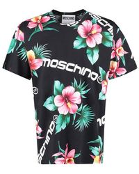 Moschino - Floral Printed Crewneck T-shirt - Lyst