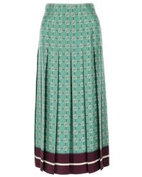 Gucci GG Pleated Skirt - Green