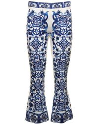 Dolce & Gabbana - Womans Maiolica Printed Silk Pants - Lyst