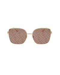 Fendi - Square-frame Gold-tone Sunglasses - Lyst