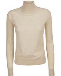 Womens Jumpers and knitwear Max Mara Studio Jumpers and knitwear Natural Max Mara Studio Open-knit Cotton Sweater in Beige 