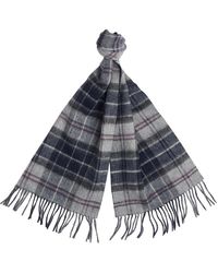 Barbour - Check Pattern Fringed Edge Scarf - Lyst
