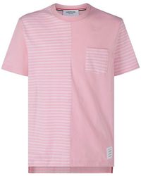Thom Browne Panelled Crewneck T-shirt - Pink