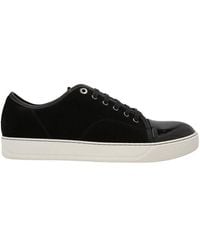 Lanvin - Men Suede Leather Captoe Low Top Sneakers - Lyst