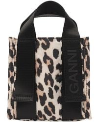 Ganni - Leopard-print Mini Tote Bag - Lyst