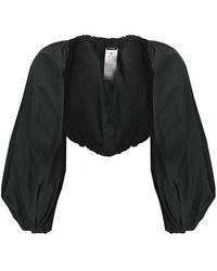 Pinko - Puff-sleeved Elasticated Cuffs Cropped Jacket - Lyst