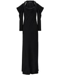 Alberta Ferretti - Long Satin Dress Dresses Black - Lyst