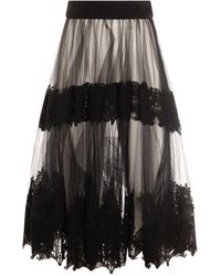 スカート ELISABETTA FRANCHI TULLE SKIRT WITH LACE DECORATIONS Elisabetta Franchi Tulle Skirt With Lace Decorations in
