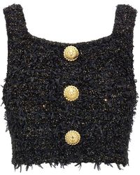 Balmain - Lurex Tweed Top - Lyst