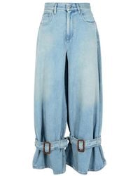 JW Anderson - Jw Anderson 'Buckled' Light Denim Jeans - Lyst