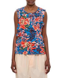 Comme des Garçons - Graphic Printed Ruched Sleeveless Top - Lyst