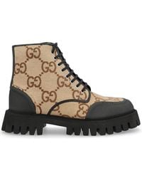 Gucci - GG Leather Lace Up Boots. - Lyst