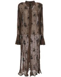 Sabina Musayev - Floral Sheer Shirt Dress - Lyst