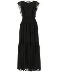 MICHAEL Michael Kors Ruffle Trim Maxi Dress - Black