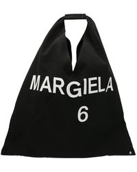 MM6 by Maison Martin Margiela Logo Printed Tote Bag - Black