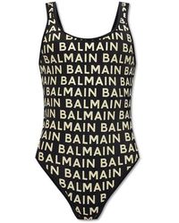 Balmain - All-over Logo Swimsuit - Lyst