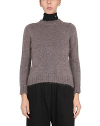 Raf Simons - Mohair Crewneck Sweater With Patch Logo - Lyst
